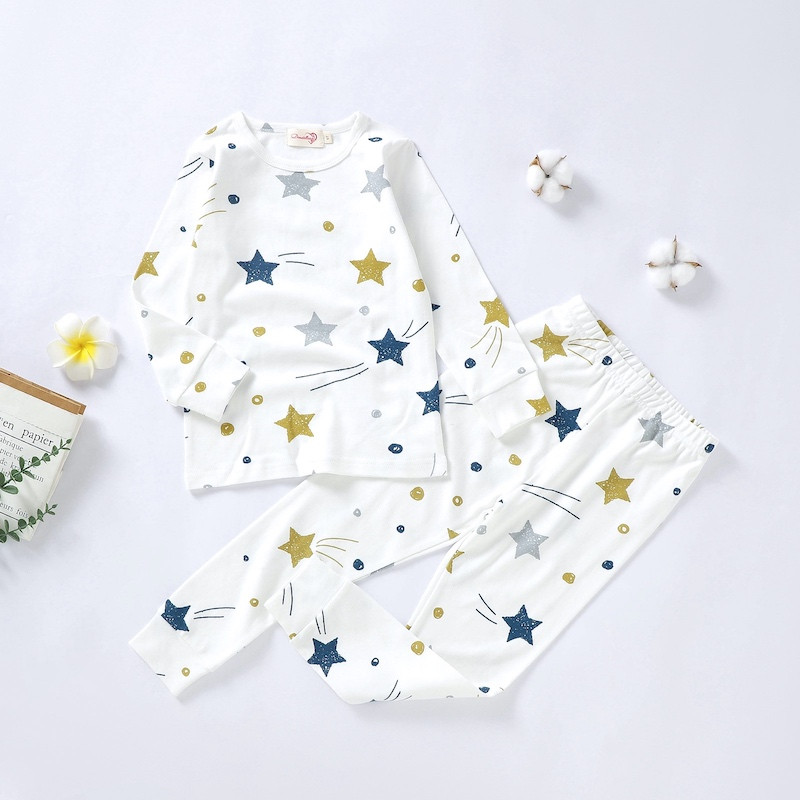 Pajama Set 2Y-7Y Organic Cotton O-neck Super Soft And Breathable Stars JY9503-8